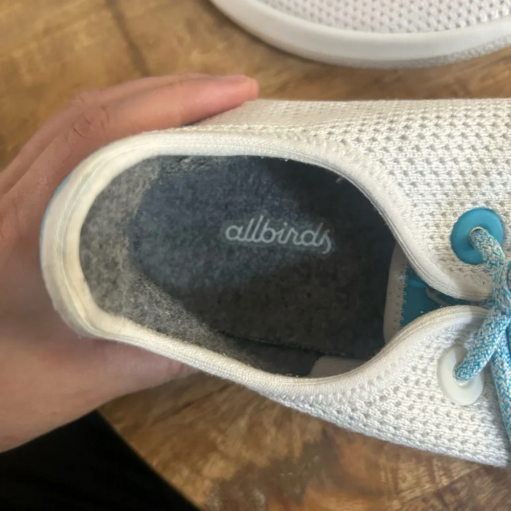 Allbirds White Sneakers with Light Blue Accents - Picture 6 of 9